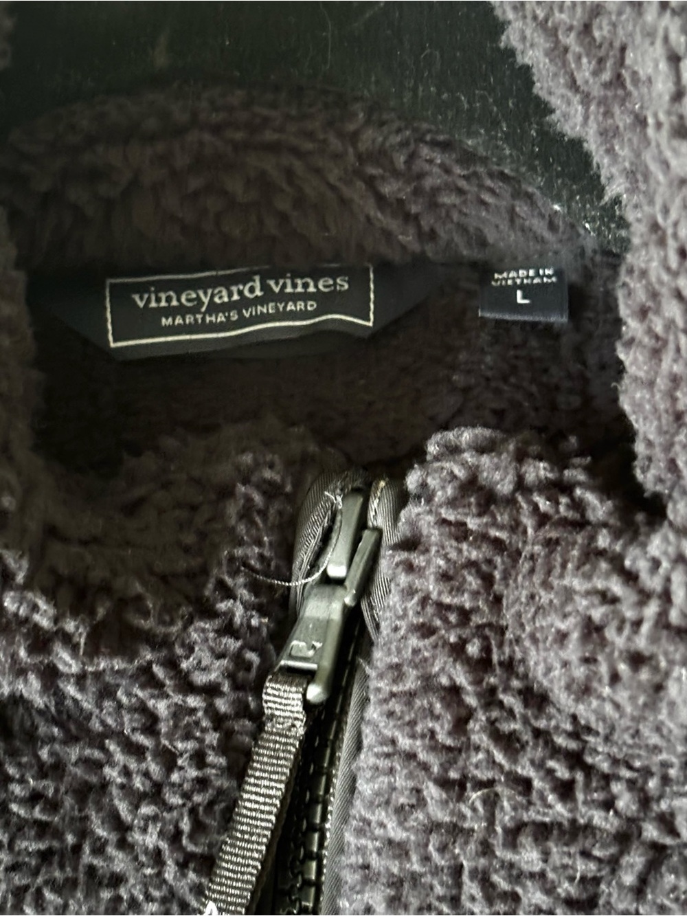Vineyard Vines Black Sherpa Fleece Quarter-Zip Pullover Size L - Picture 3 of 4